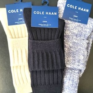 3 Pairs - Cole Haan Ladies Fold Over Crew Socks. Fits Women's Shoe Size …